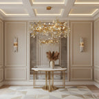 Lorna Berry Branch Shape Glass Chandelier above an entryway console table