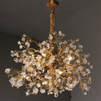 Round Lorna Berry Branch Shape Glass Chandelier studio view with gold finish and glass berries