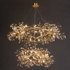Two tier round Lorna Berry Branch Shape Glass Chandelier with crystal glass accents