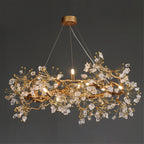 Wide studio view of Lorna Berry Branch Shape Glass Chandelier with warm bulbs