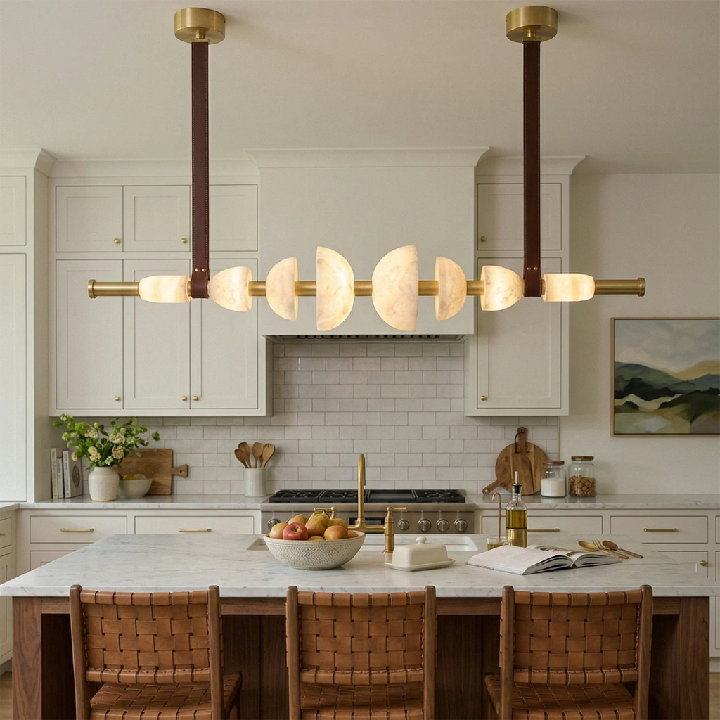 Lumina Alabaster Linear Chandelier by Bling Lighting Studio