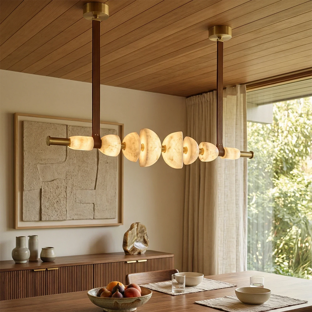 Lumina Alabaster Linear Chandelier by Bling Lighting Studio