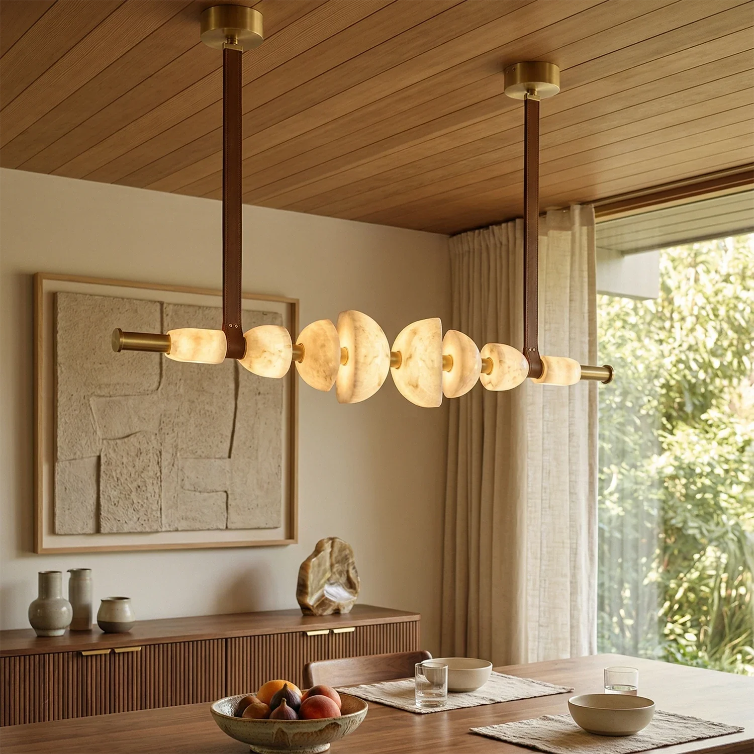 Lumina Alabaster Linear Chandelier by Bling Lighting Studio
