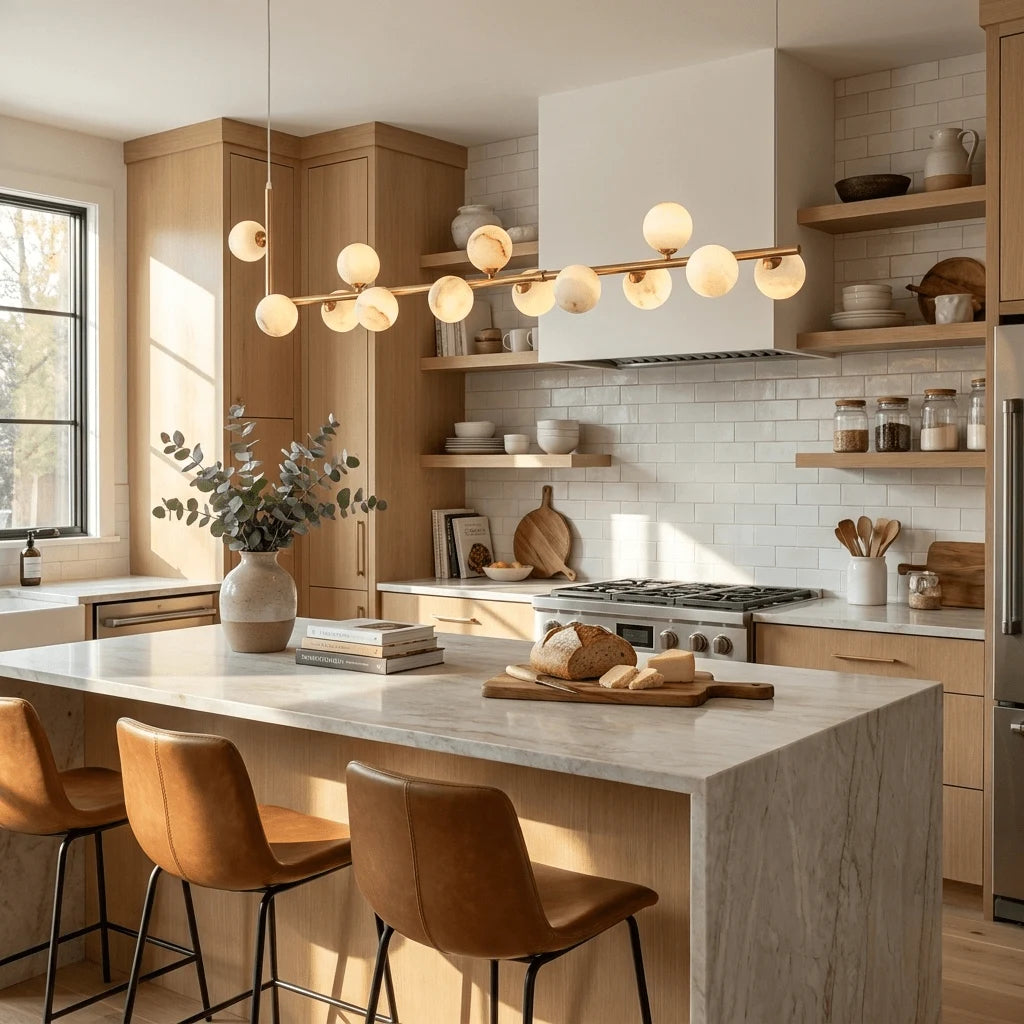 Lunara Alabaster Orb Linear Chandelier, product view 3