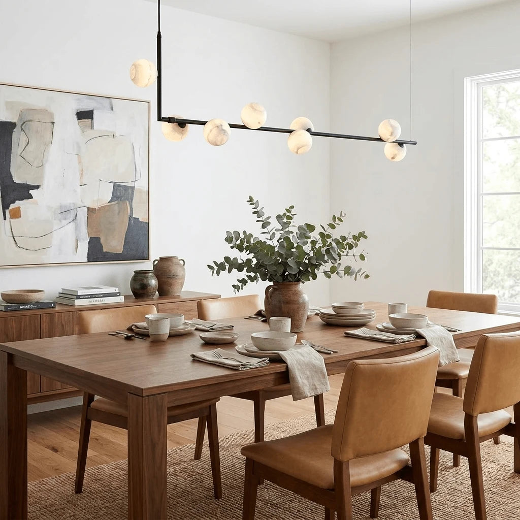 Lunara Alabaster Orb Linear Chandelier, product view 8