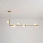 Lunara Alabaster Orb Linear Chandelier — 8 Lights: L 47.2″ × H 59″ / Brass & White