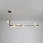 Lunara Alabaster Orb Linear Chandelier — 8 Lights: L 47.2″ × H 59″ / Black & White