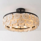 Lunavera Alabaster Disc Flush Mount — Dia 55cm x H 32cm / ∅ 21.7″ x H 12.6″ / Matte Black & White