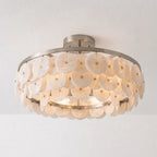 Lunavera Alabaster Disc Flush Mount — Dia 55cm x H 32cm / ∅ 21.7″ x H 12.6″ / Brushed Nickel & White