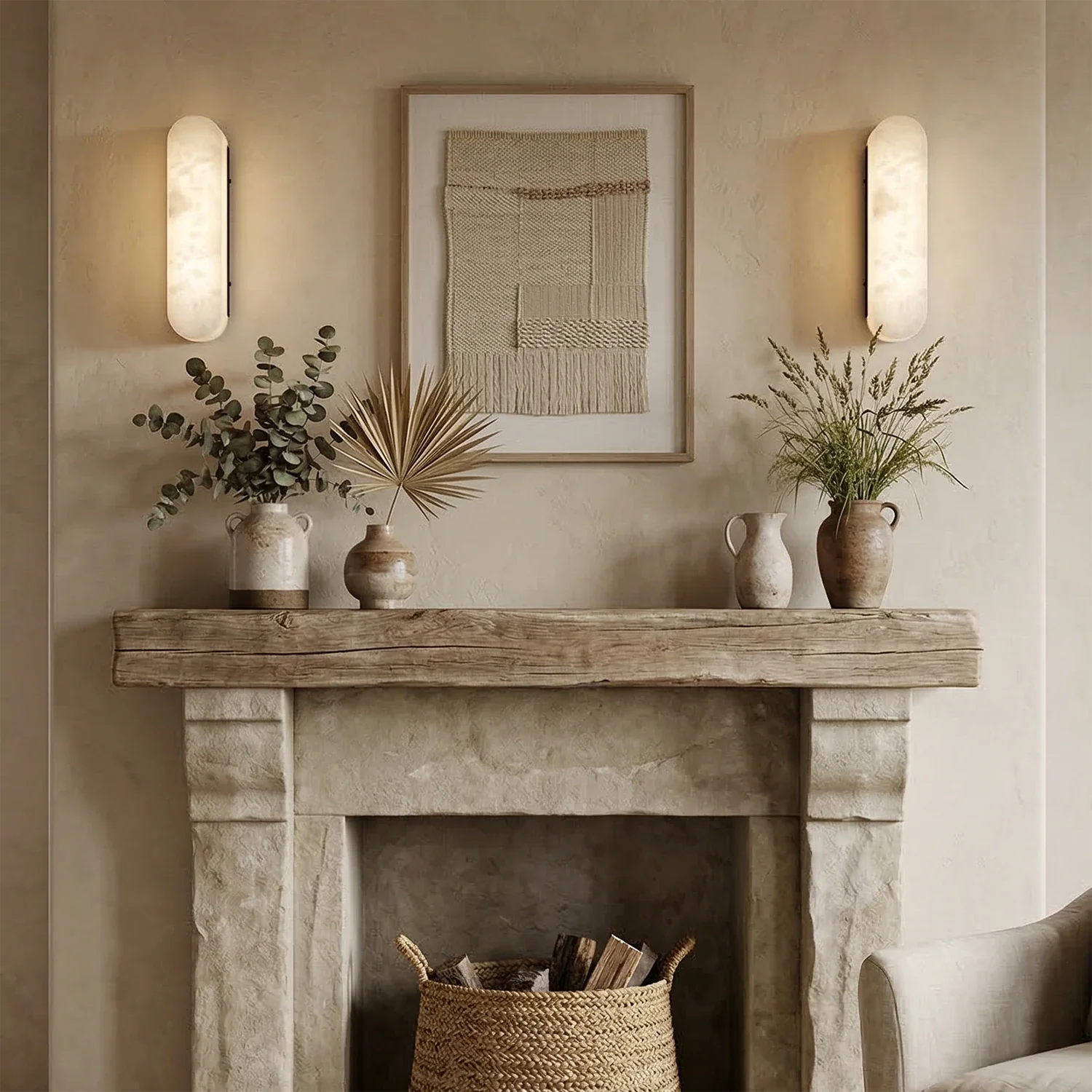 Luxury Alabaster Vertical Wall Lamp by Bling Lighting Studio