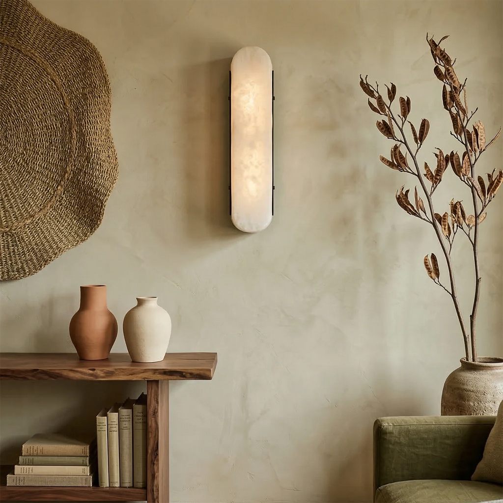 Luxury Alabaster Vertical Wall Lamp by Bling Lighting Studio