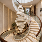 Luxury Crystal Grand Staircase Chandelier in spiral staircase interior