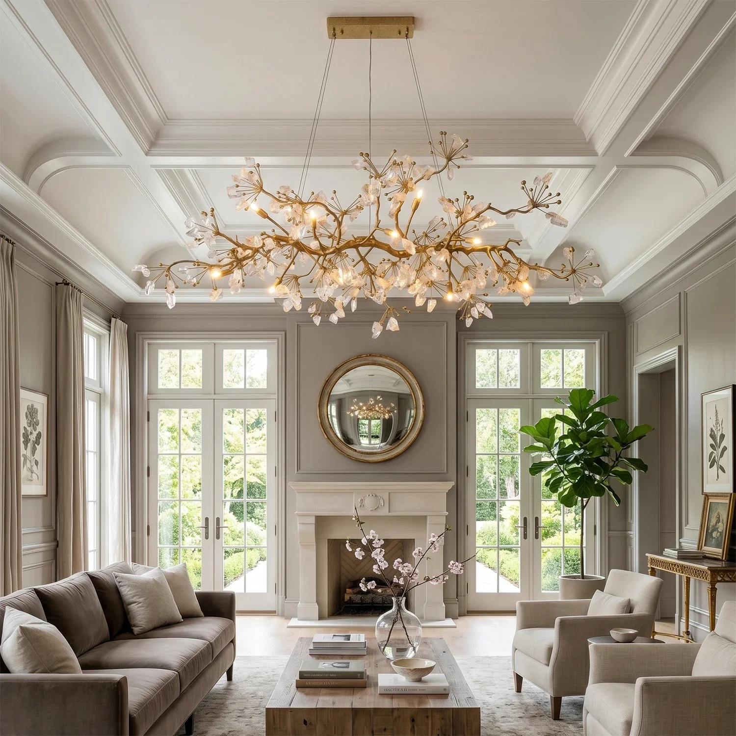 Luxury Glass Bloom Branch Chandelier by Bling Lighting Studio