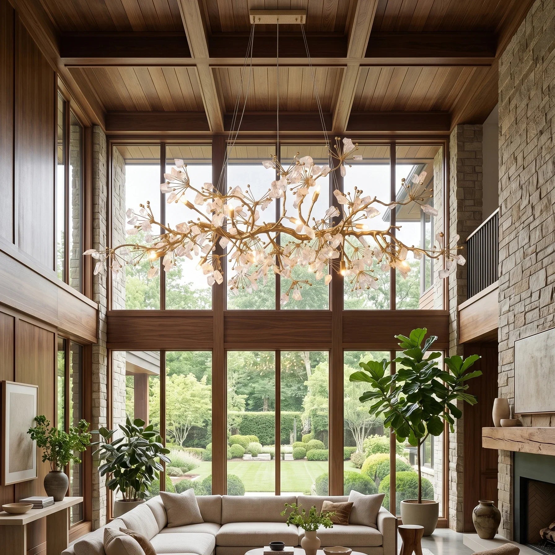 Luxury Glass Bloom Branch Chandelier by Bling Lighting Studio