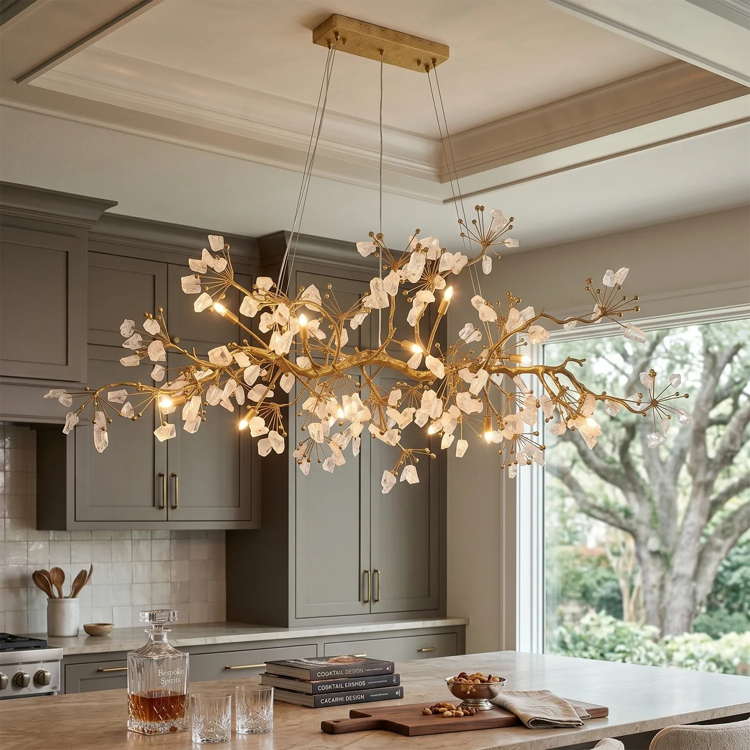 Luxury Glass Bloom Branch Chandelier by Bling Lighting Studio