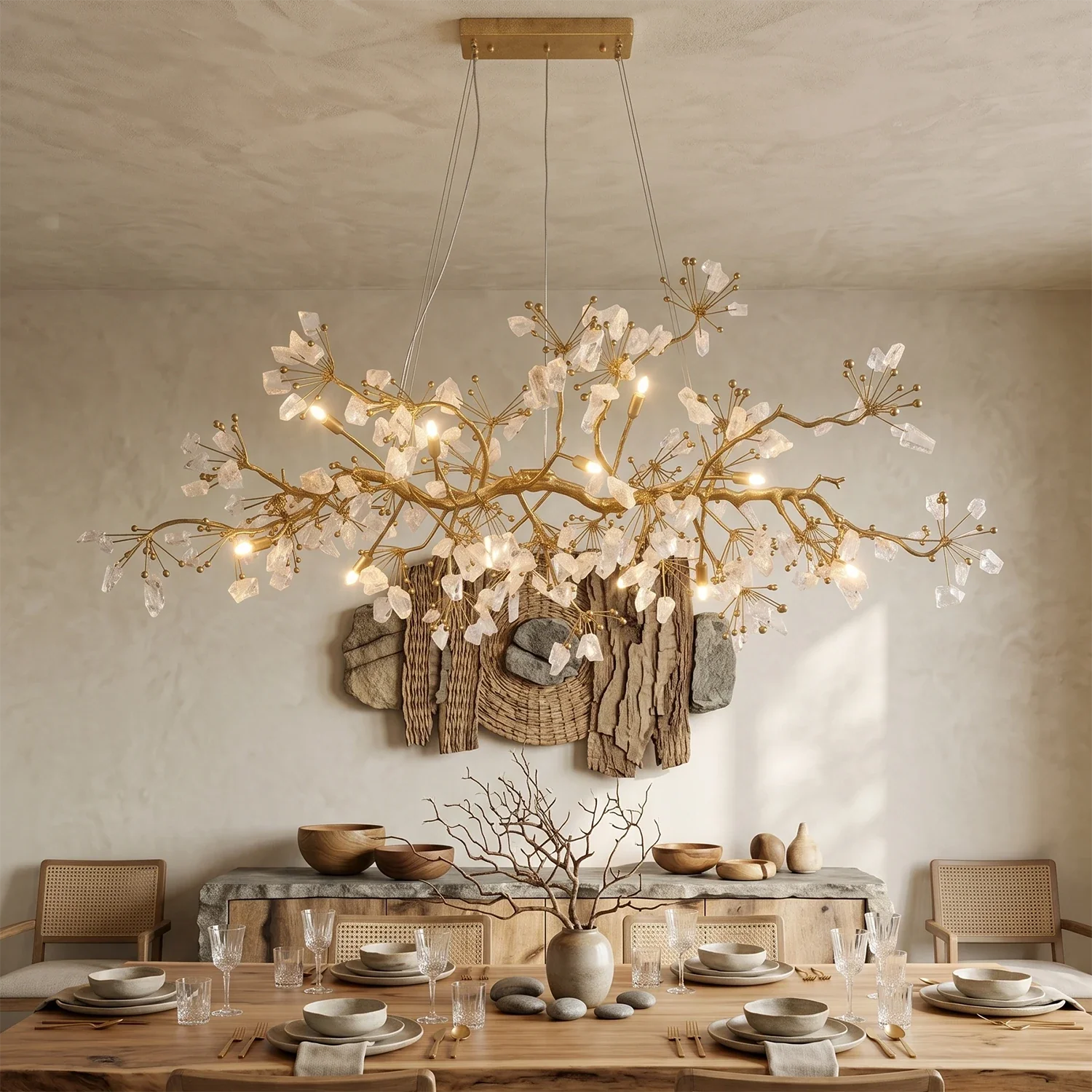 Luxury Glass Bloom Branch Chandelier by Bling Lighting Studio