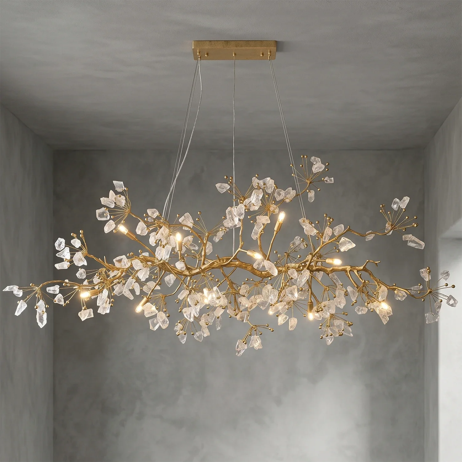 Luxury Glass Bloom Branch Chandelier by Bling Lighting Studio