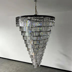 Luxury tiered crystal chandelier for foyer black finish view
