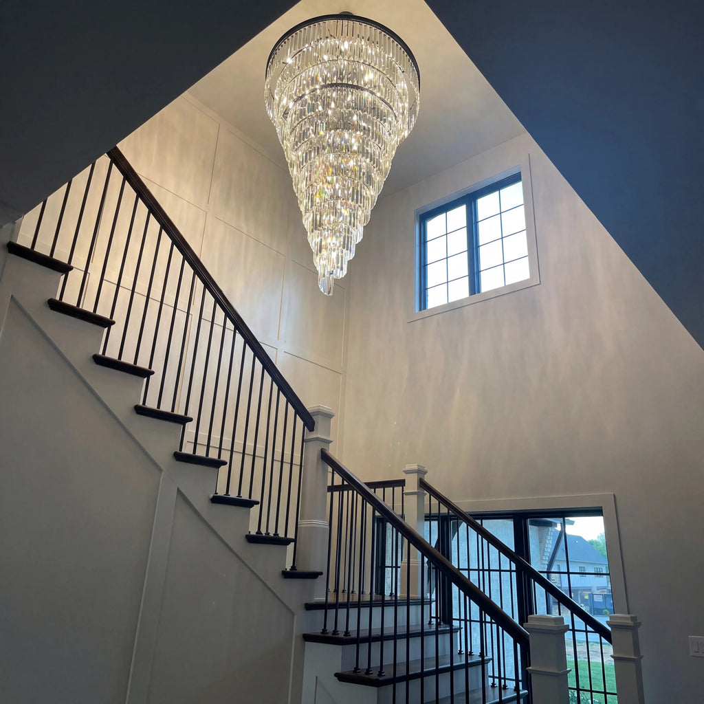 Luxury tiered crystal chandelier for foyer black product view