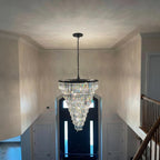 Luxury tiered crystal chandelier for foyer black side view