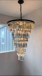 Luxury tiered crystal chandelier for foyer clear crystal view
