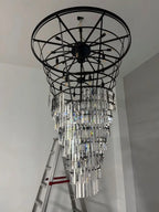 Luxury tiered crystal chandelier for foyer design view