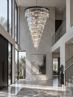 Luxury tiered crystal chandelier for foyer entryway view
