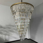 Luxury tiered crystal chandelier for foyer gold clear crystal view