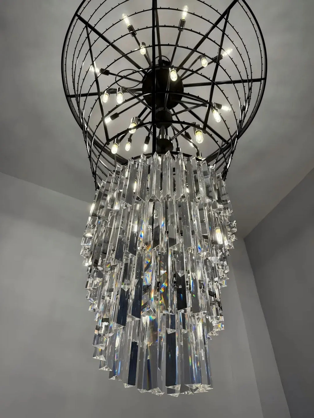 Luxury tiered crystal chandelier for foyer large view