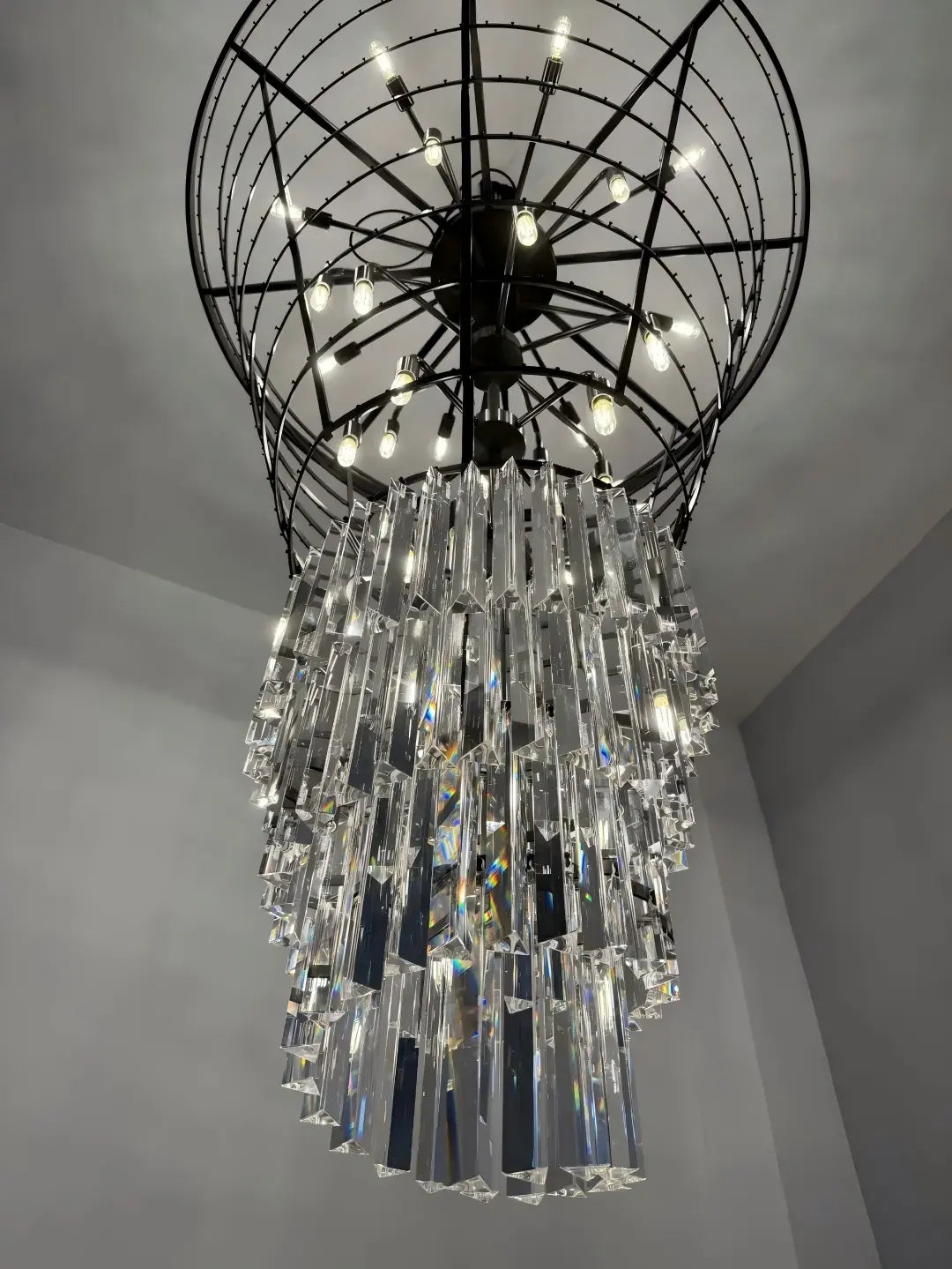 Luxury tiered crystal chandelier for foyer large view