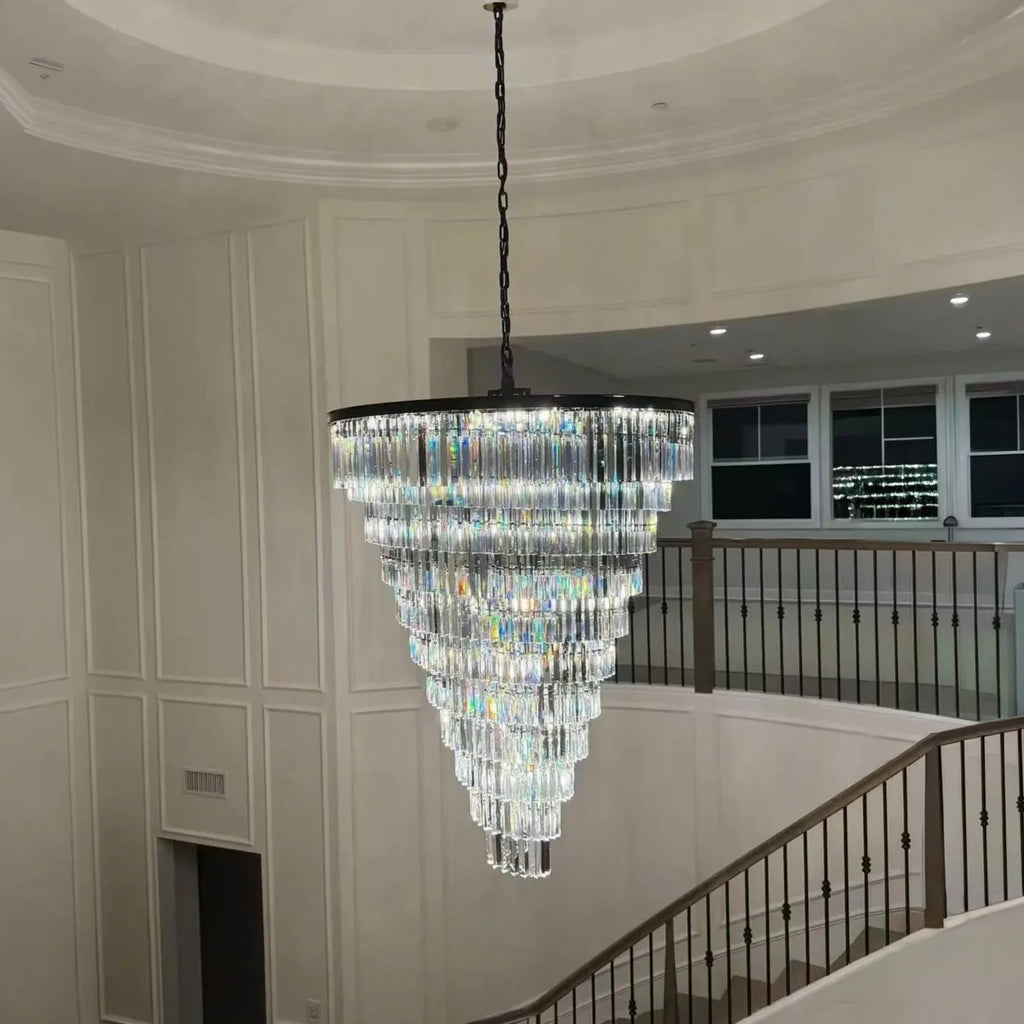 Luxury tiered crystal chandelier for foyer product view