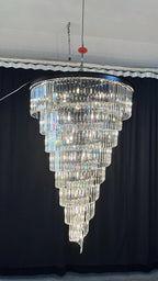 Luxury tiered crystal chandelier for foyer room view