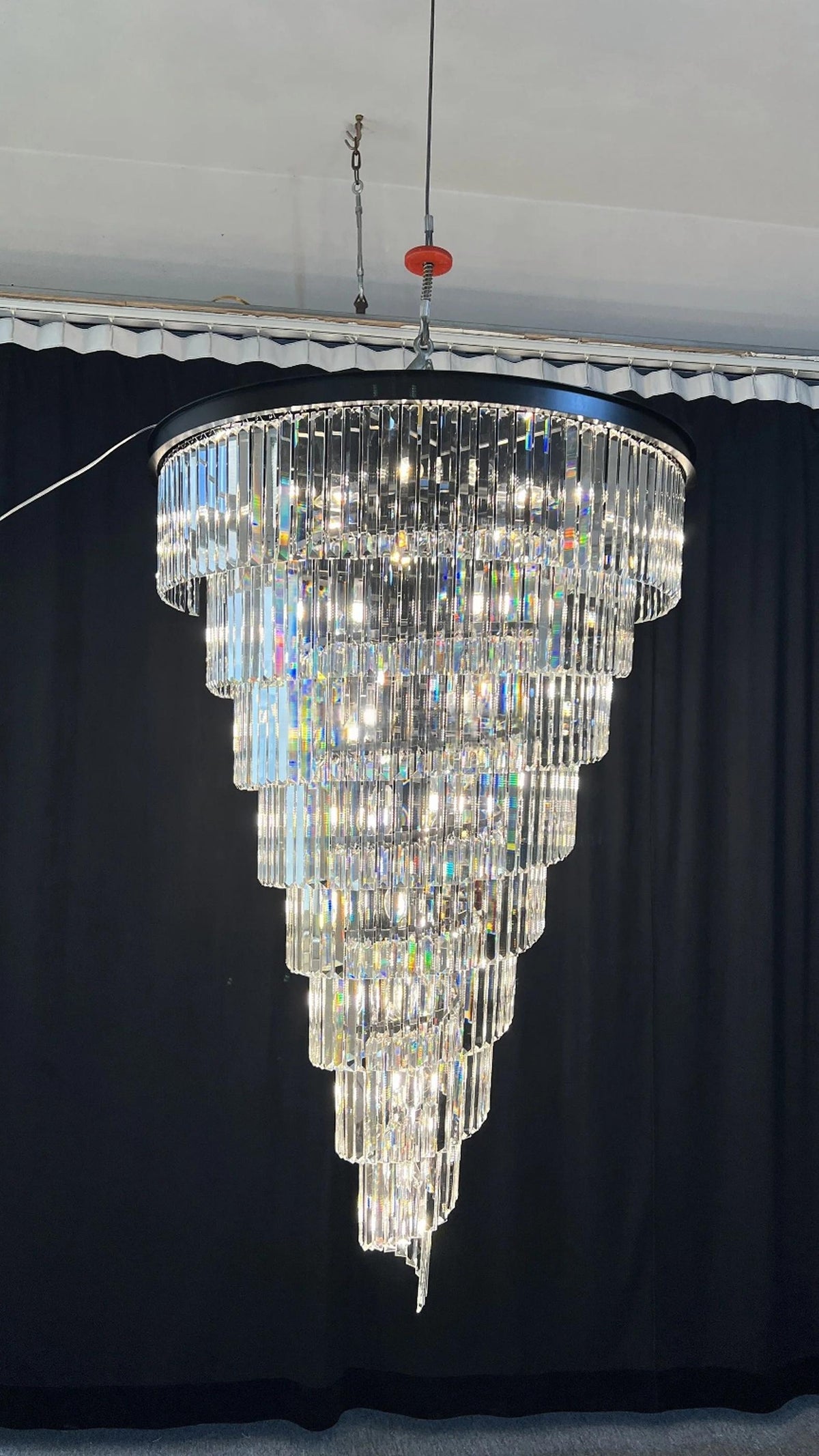 Luxury tiered crystal chandelier for foyer room view