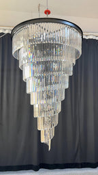 Luxury tiered crystal chandelier for foyer tall installation view