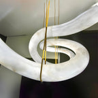 Maat Alabaster Double Loop Chandelier curved suspended alabaster bands