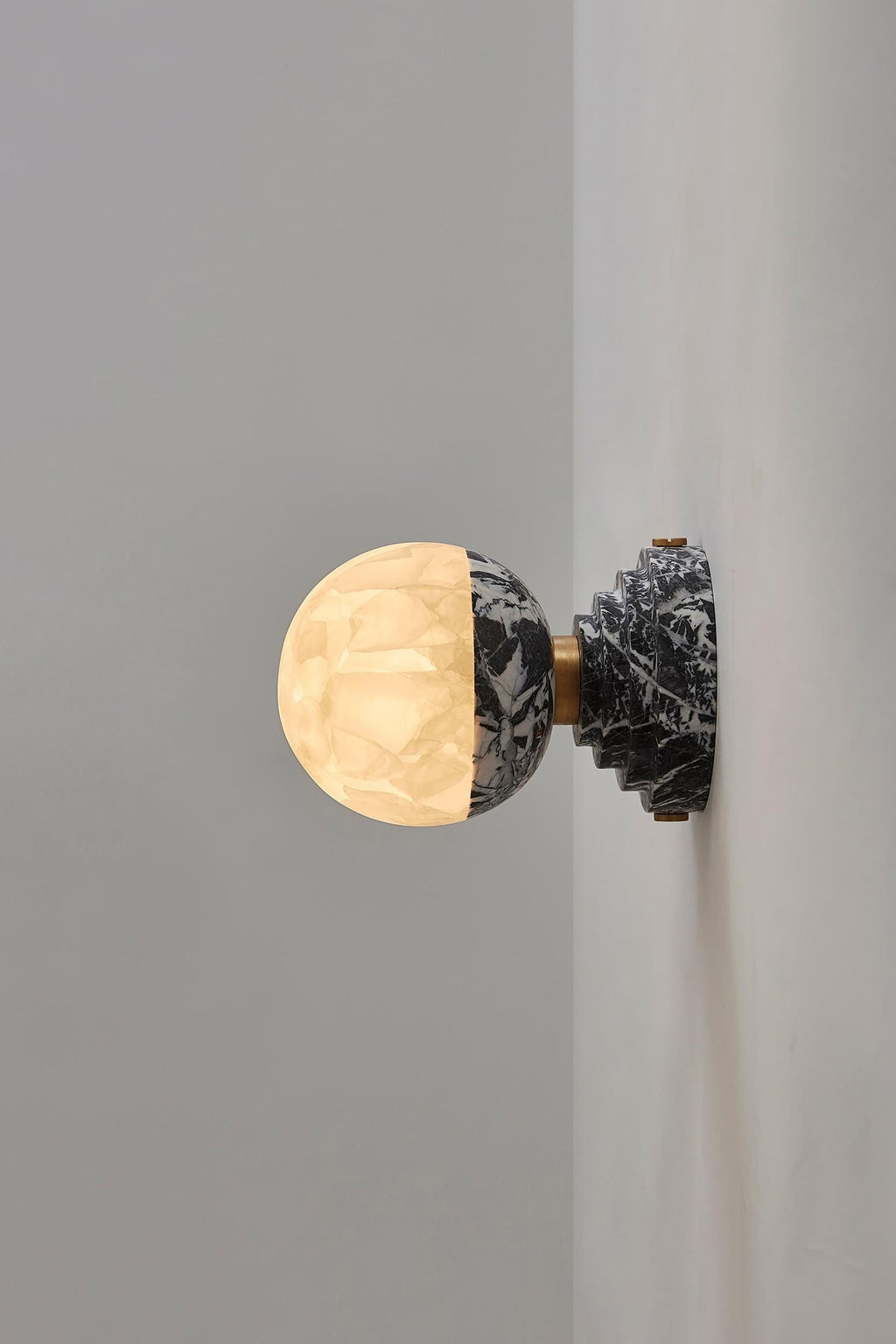 Marble and Alabaster Globe Wall Sconce, product view 2