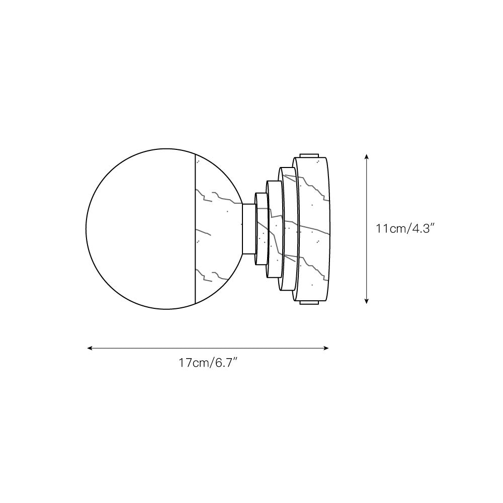 Marble and Alabaster Globe Wall Sconce, product view 3