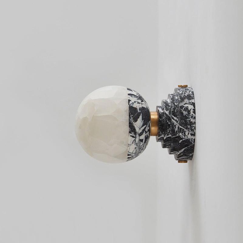 Marble and Alabaster Globe Wall Sconce, product view 4