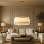 Valmont Alabaster Round Chandelier 31" detail view