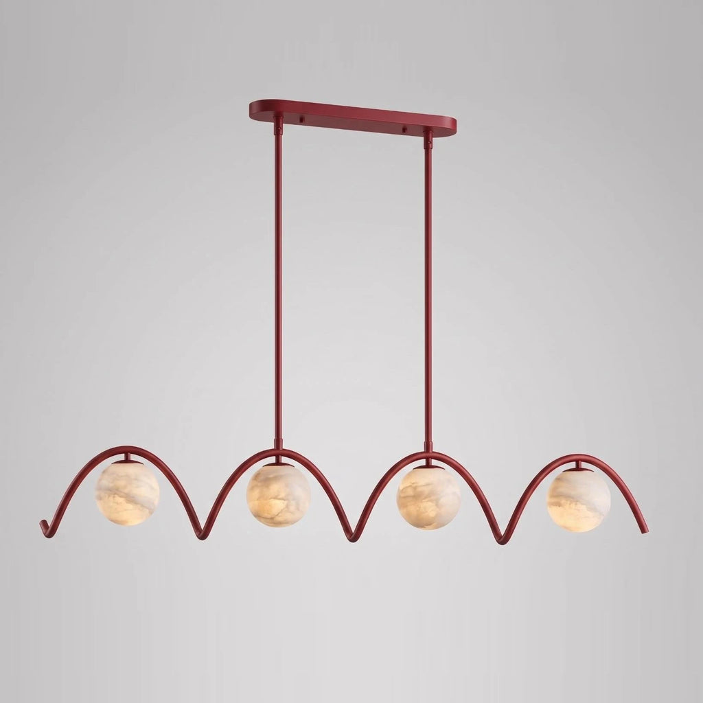 Marvion Alabaster Wave Linear Chandelier — L 140cm x H 23cm / L 55.1″ x H 9.1″ / Red & White