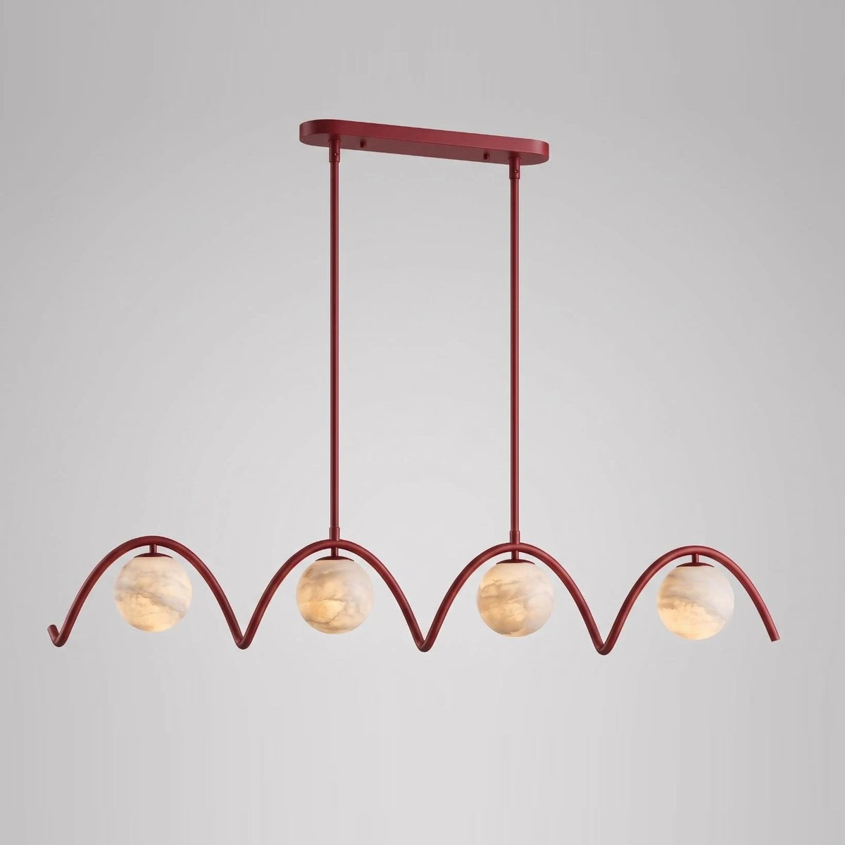 Marvion Alabaster Wave Linear Chandelier — L 140cm x H 23cm / L 55.1″ x H 9.1″ / Red & White