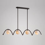 Marvion Alabaster Wave Linear Chandelier — L 140cm x H 23cm / L 55.1″ x H 9.1″ / Matte Black & White