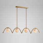 Marvion Alabaster Wave Linear Chandelier — L 140cm x H 23cm / L 55.1″ x H 9.1″ / Brushed Brass & White