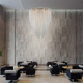 Modern crystal beaded chandelier for staircase foyer cascade view
