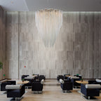 Modern crystal beaded chandelier for staircase foyer cascade view