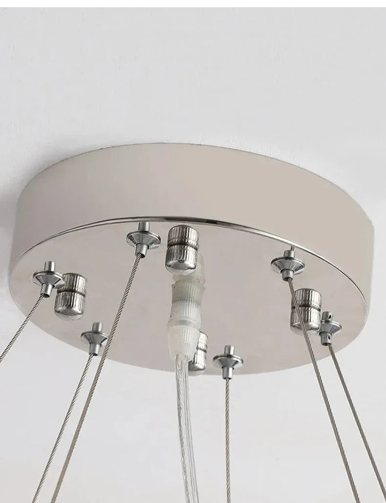 Modern crystal beaded chandelier close up detail