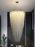 Modern crystal beaded chandelier crystal detail for staircase foyer