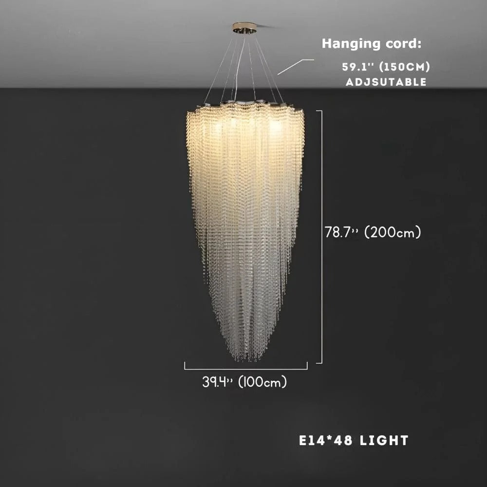 Modern crystal beaded chandelier design detail view