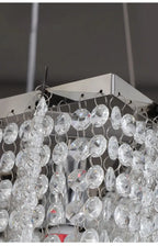 Modern crystal beaded chandelier entryway lighting view