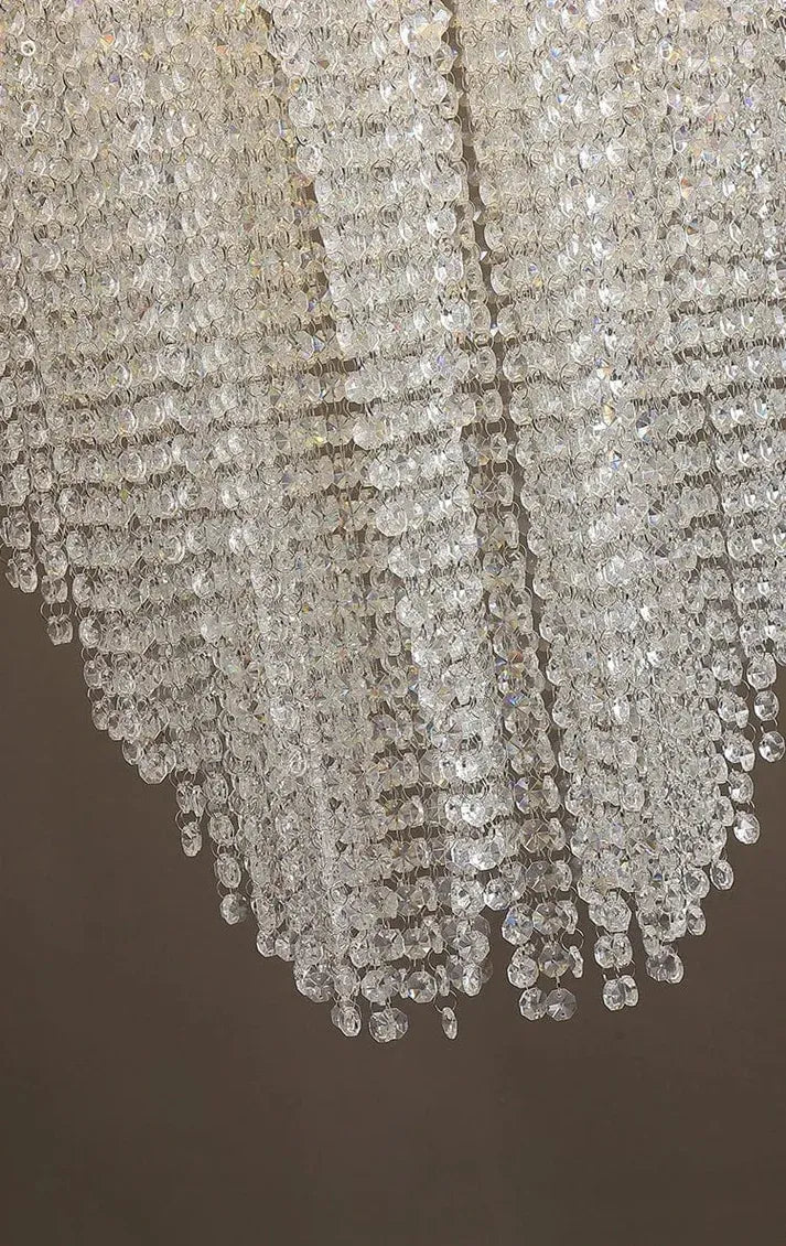 Modern crystal beaded chandelier for foyer high ceiling lighting